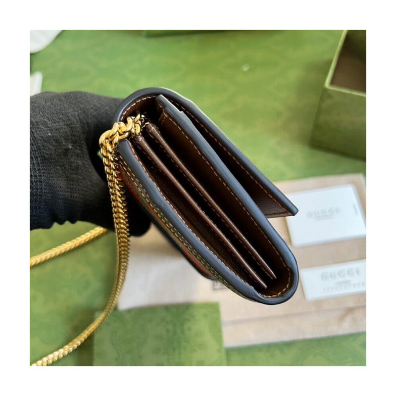 Gucci Jackie 1961 Chain Wallet 652681 With Geometric Print