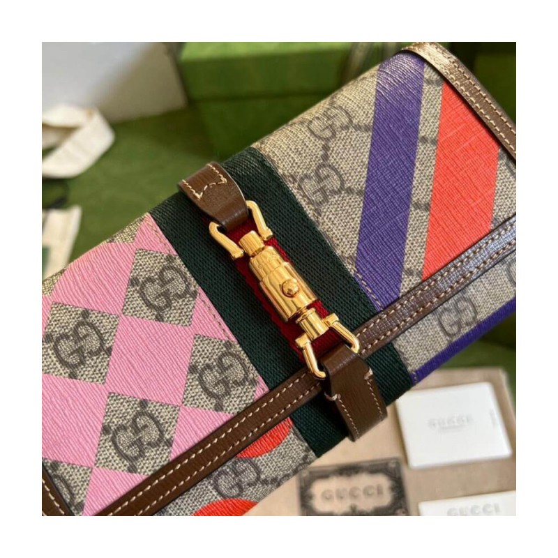 Gucci Jackie 1961 Chain Wallet 652681 With Geometric Print