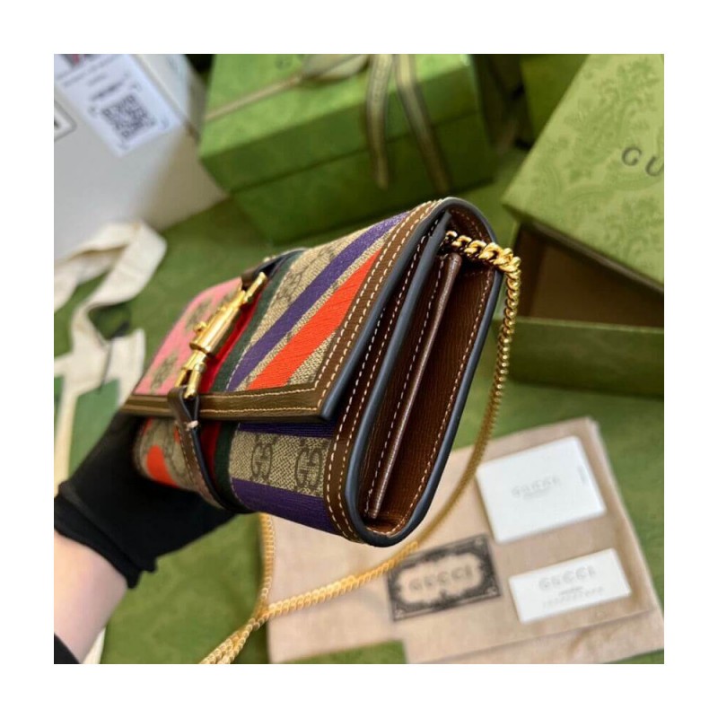 Gucci Jackie 1961 Chain Wallet 652681 With Geometric Print