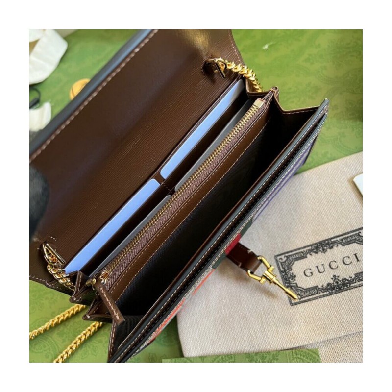 Gucci Jackie 1961 Chain Wallet 652681 With Geometric Print