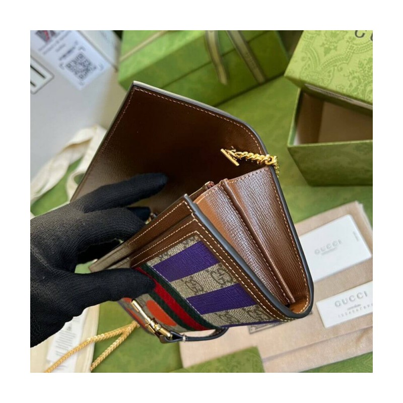 Gucci Jackie 1961 Chain Wallet 652681 With Geometric Print