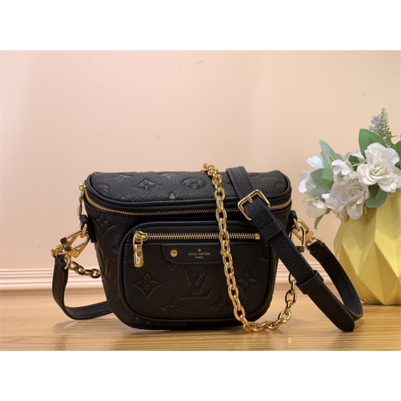 Louis Vuitton Monogram Empreinte Leather Small Leather Goods Chain Wallets Mini Bumbag M46917