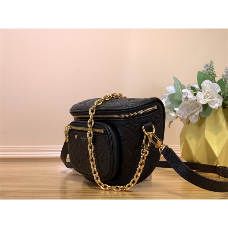 Louis Vuitton Monogram Empreinte Leather Small Leather Goods Chain Wallets Mini Bumbag M46917