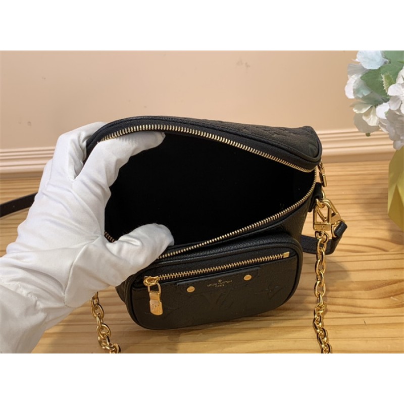 Louis Vuitton Monogram Empreinte Leather Small Leather Goods Chain Wallets Mini Bumbag M46917