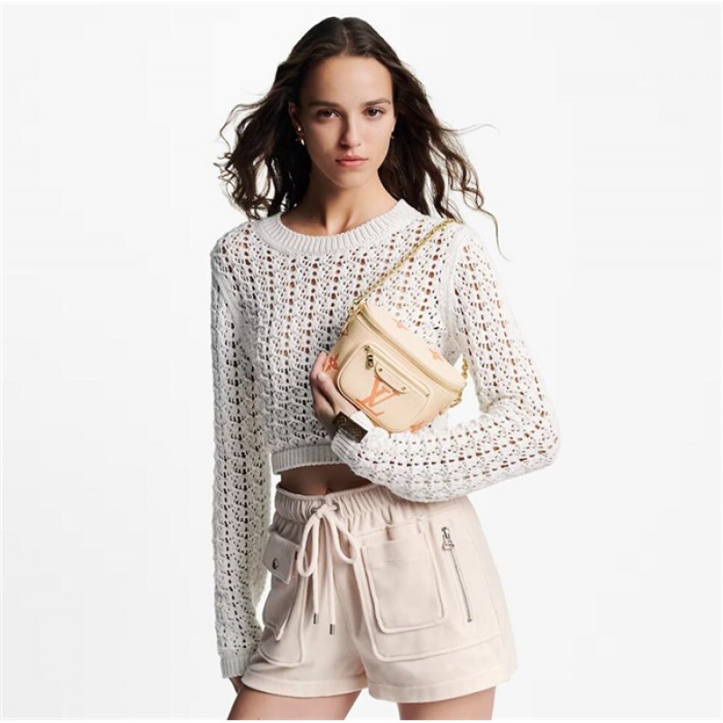 Louis Vuitton Monogram Empreinte Leather Small Leather Goods Chain Wallets Mini Bumbag M82208