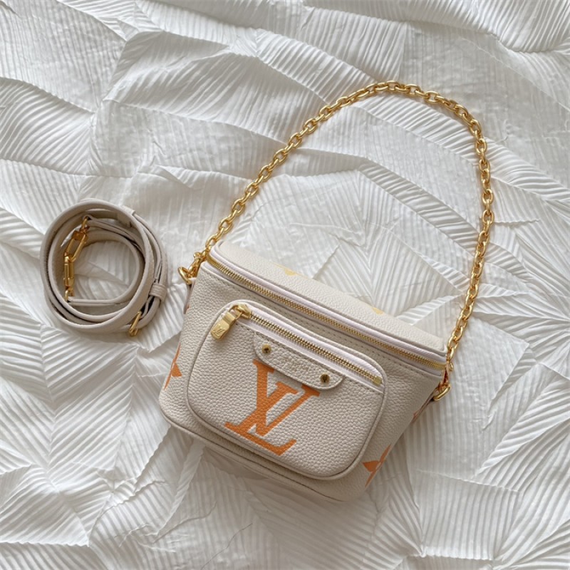 Louis Vuitton Monogram Empreinte Leather Small Leather Goods Chain Wallets Mini Bumbag M82208