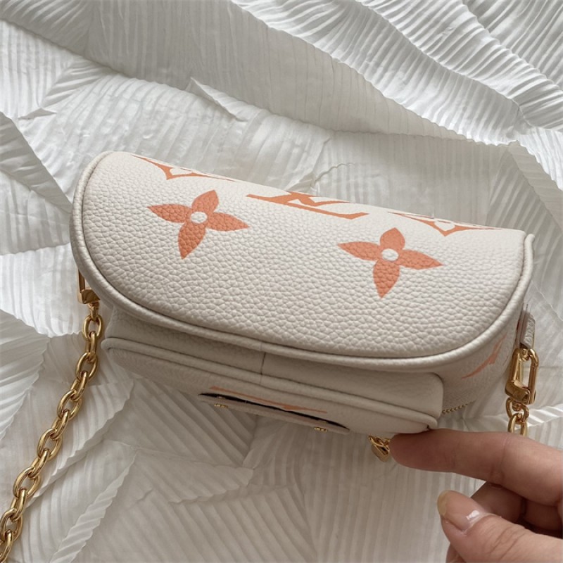 Louis Vuitton Monogram Empreinte Leather Small Leather Goods Chain Wallets Mini Bumbag M82208