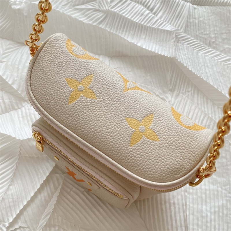 Louis Vuitton Monogram Empreinte Leather Small Leather Goods Chain Wallets Mini Bumbag M82208