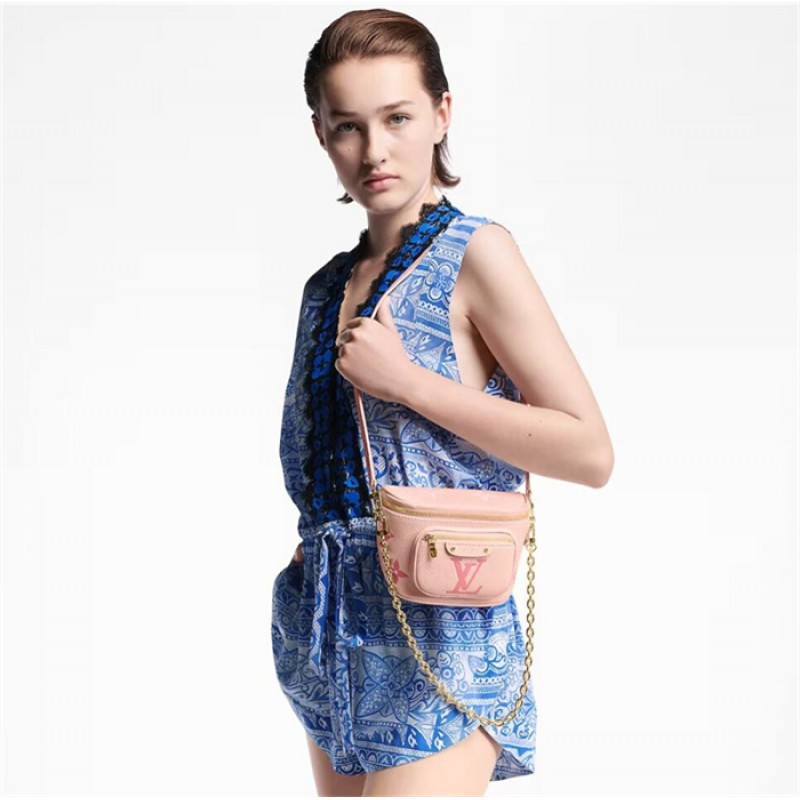 Louis Vuitton Monogram Empreinte Leather Small Leather Goods Chain Wallets Mini Bumbag M82347