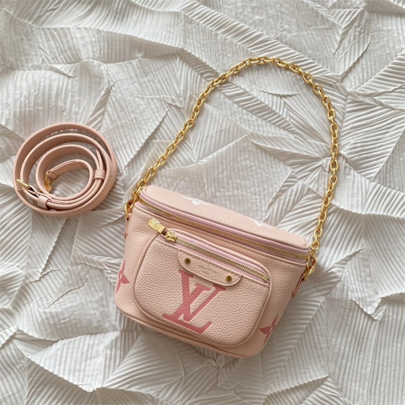 Louis Vuitton Monogram Empreinte Leather Small Leather Goods Chain Wallets Mini Bumbag M82347