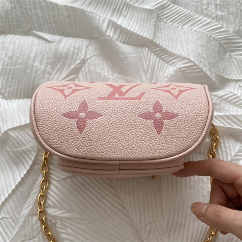 Louis Vuitton Monogram Empreinte Leather Small Leather Goods Chain Wallets Mini Bumbag M82347