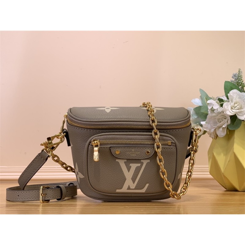 Louis Vuitton Bicolor Monogram Empreinte Leather Small Leather Goods Chain Wallets Mini Bumbag M83275