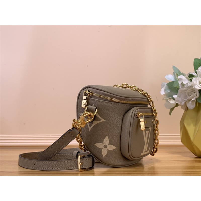 Louis Vuitton Bicolor Monogram Empreinte Leather Small Leather Goods Chain Wallets Mini Bumbag M83275