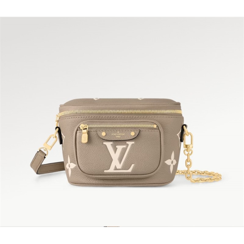 Louis Vuitton Bicolor Monogram Empreinte Leather Small Leather Goods Chain Wallets Mini Bumbag M83275