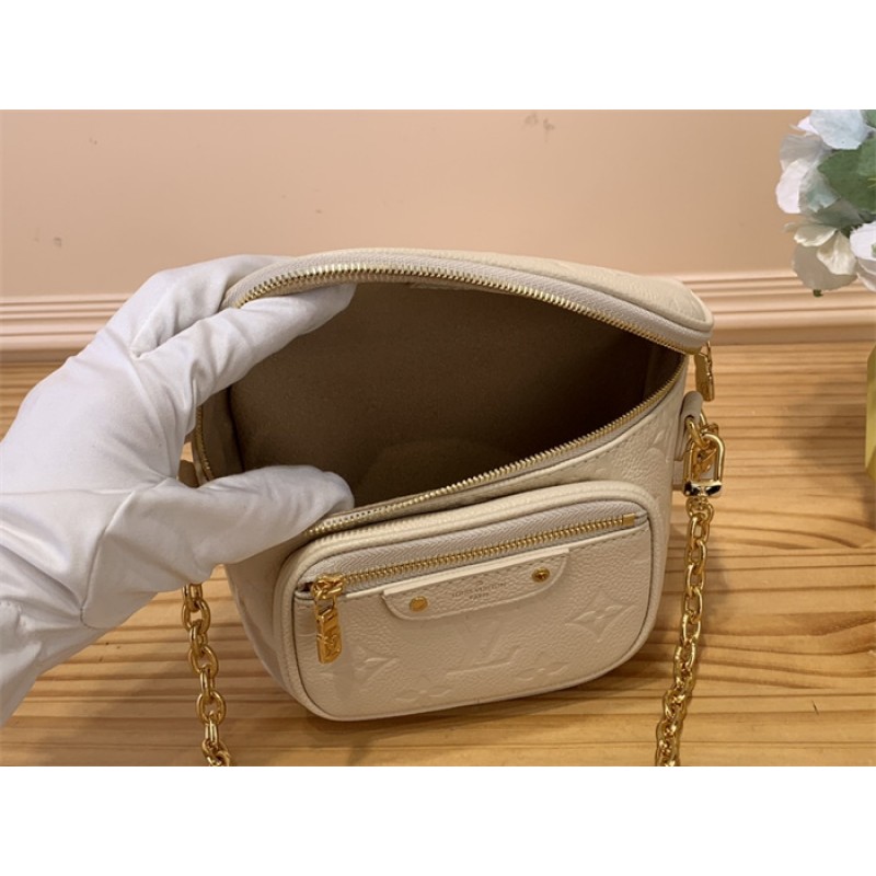 Louis Vuitton Monogram Empreinte Leather Small Leather Goods Chain Wallets Mini Bumbag M83275