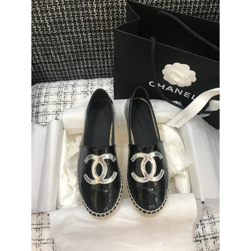 Chanel Patent Calfskin &amp; Metallic Goatskin Espadrilles G29762