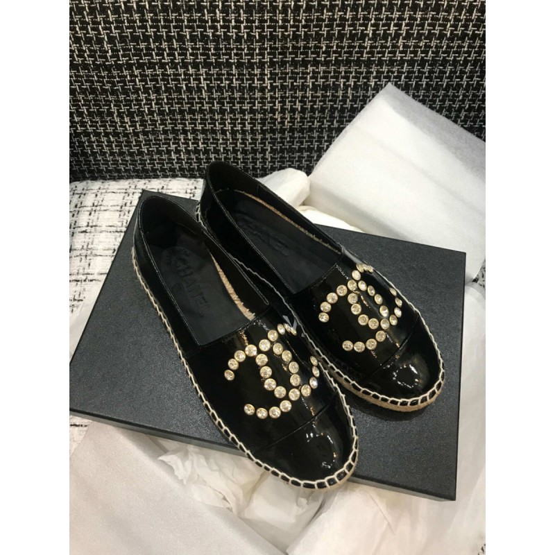 Chanel Patent Calfskin &amp; Metallic Goatskin Espadrilles G29761