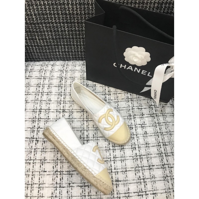 Chanel CC Quilted Espadrilles G29762 White/Beige