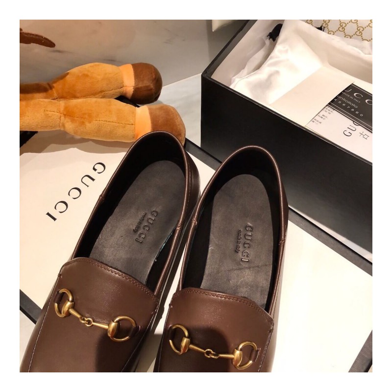 Gucci Leather Horsebit Loafer 414998 Coffee