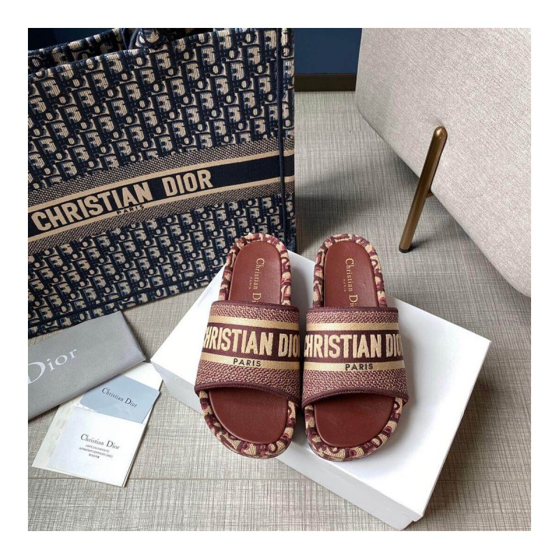 Christian Dior Oblique Embroidered Cotton Dway Wedge Mule KCQ268