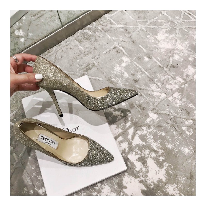 Jimmy Choo 95mm Rainbow Glitter Fabric Pump