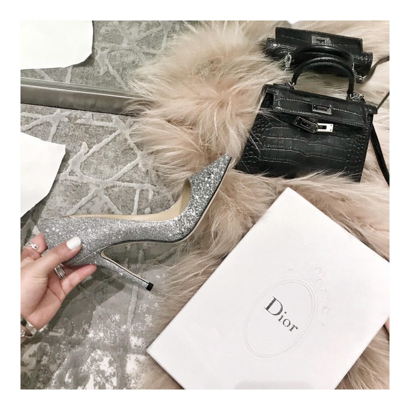 Jimmy Choo 95mm Rainbow Glitter Fabric Pump