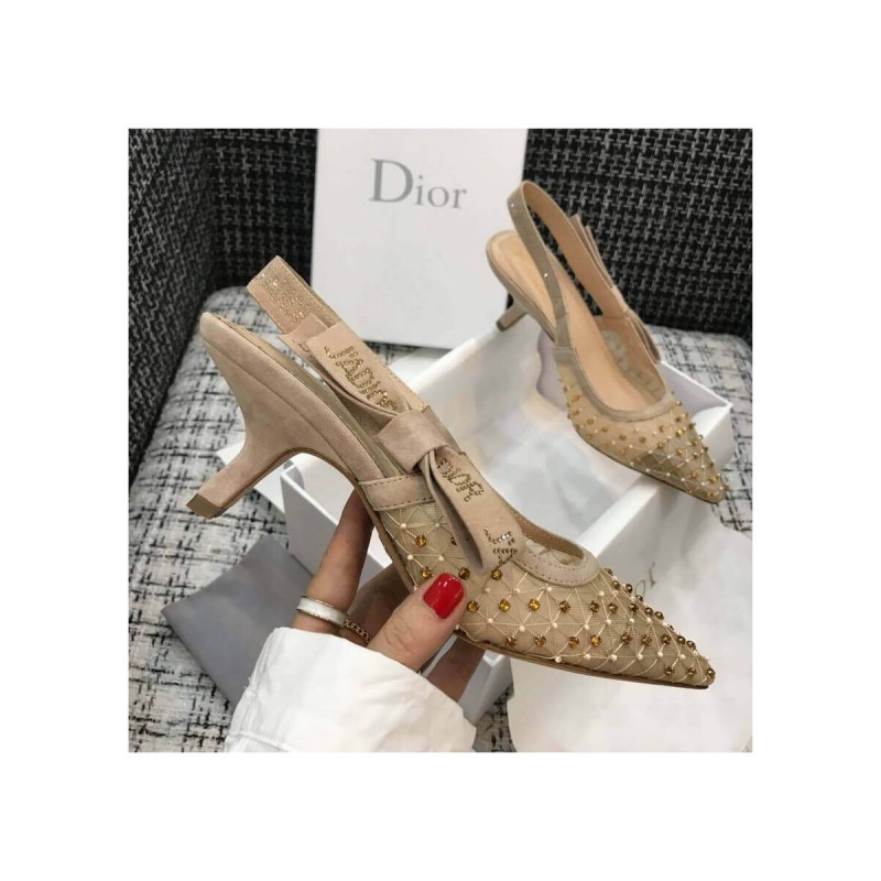 Dior J&#039;adior Slingback Pump with Thread and Bead Embroidery P767