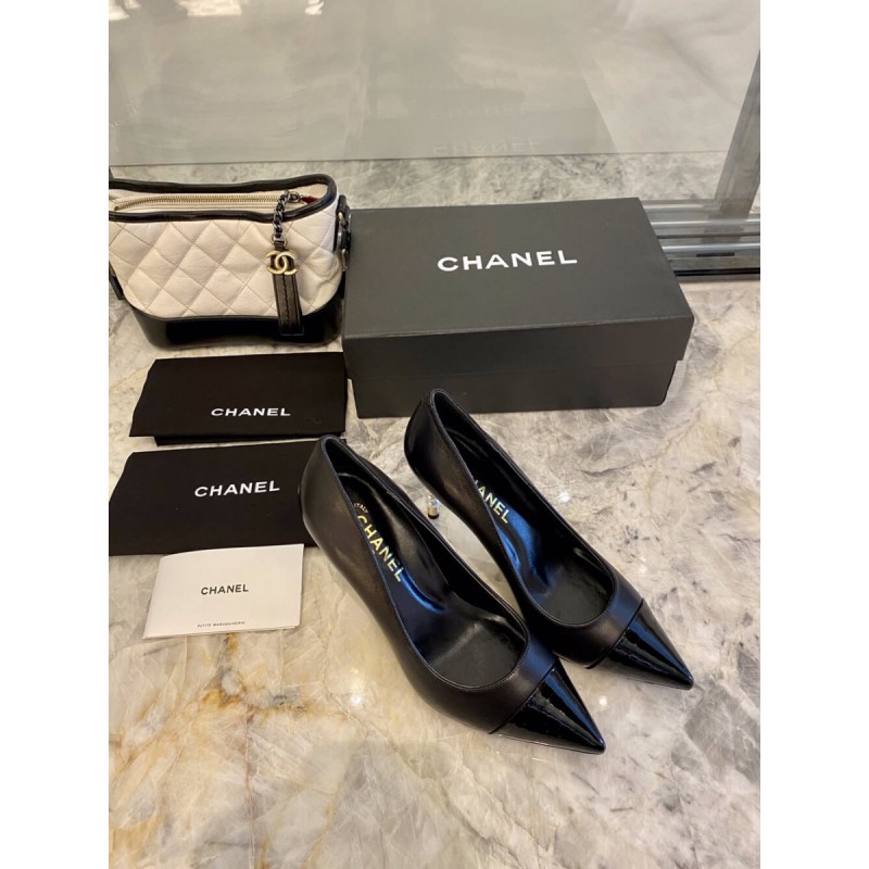 Chanel Lambskin &amp; Grosgrain 8.5cm Heel Pumps G35536