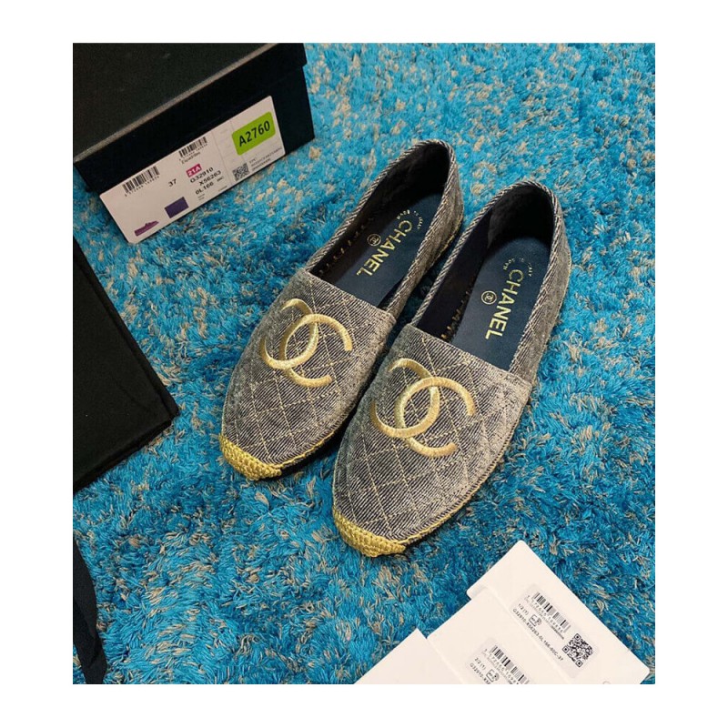 Chanel CC Logo Velvet Espadrilles G32910