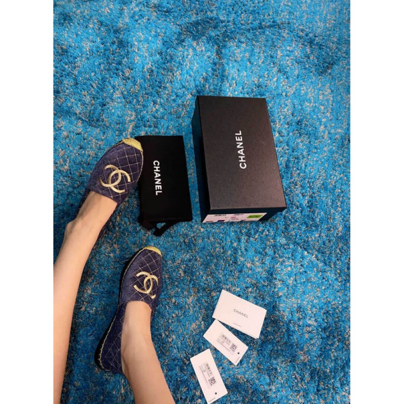 Chanel CC Logo Velvet Espadrilles G32910