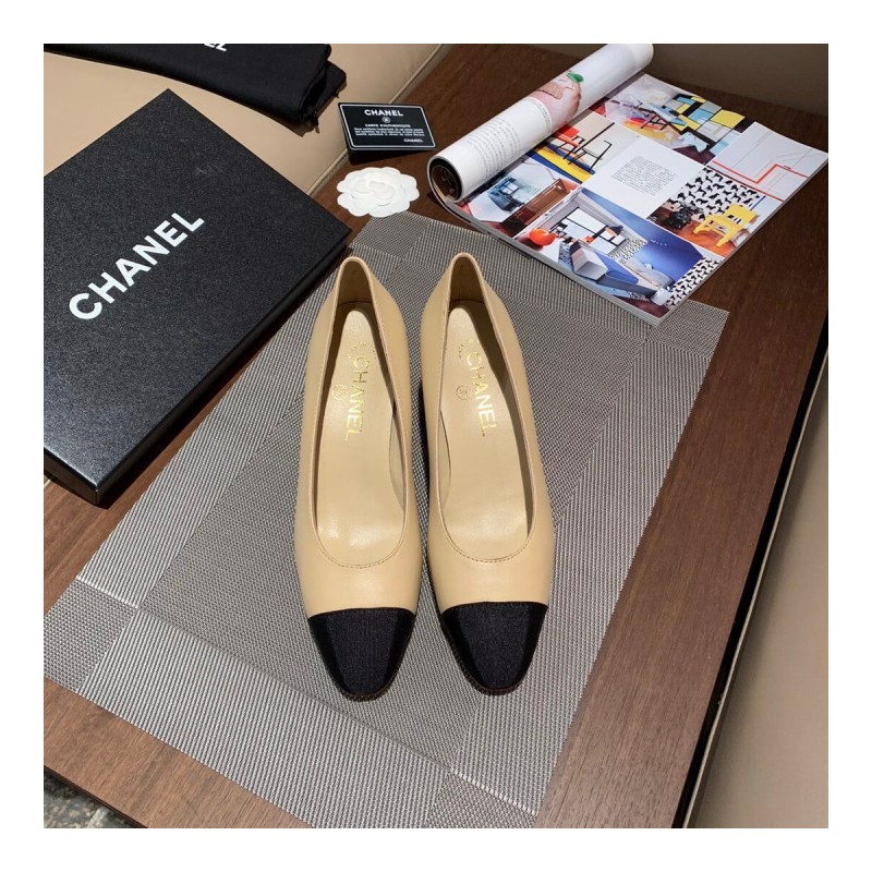 Chanel Two Tone Suede Satin Cap Toe Pumps G35802