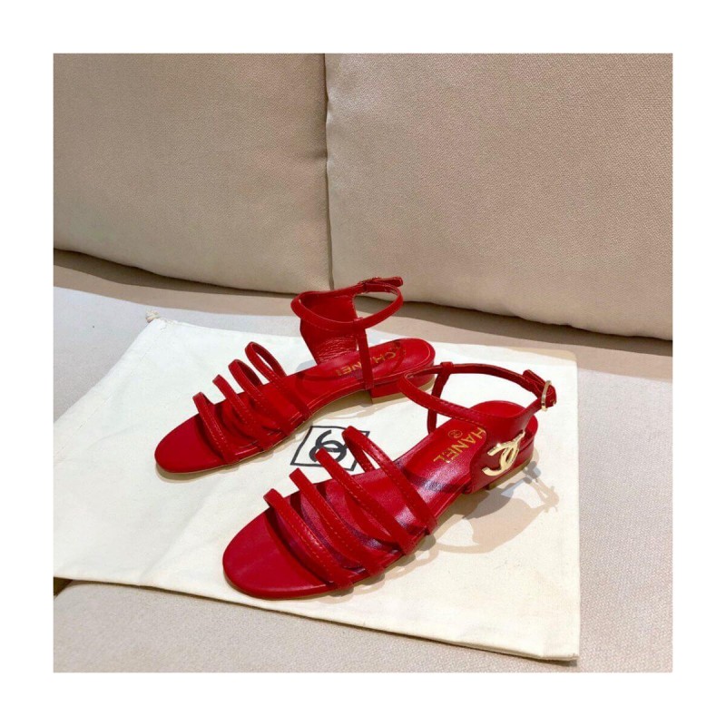 Chanel Lambskin CC Logo Sandals G36958