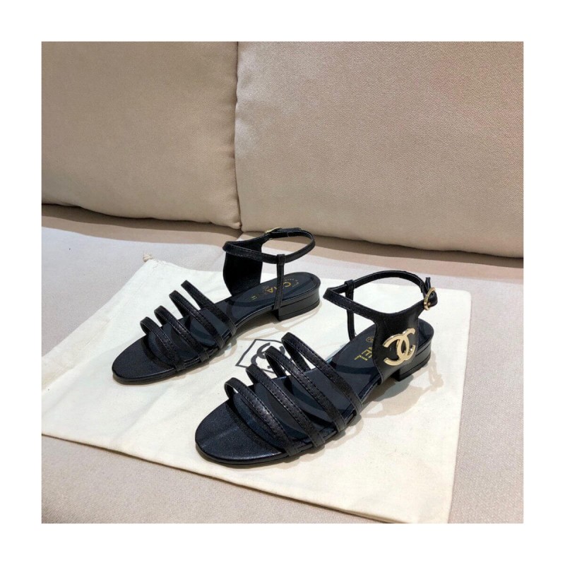 Chanel Lambskin CC Logo Sandals G36958