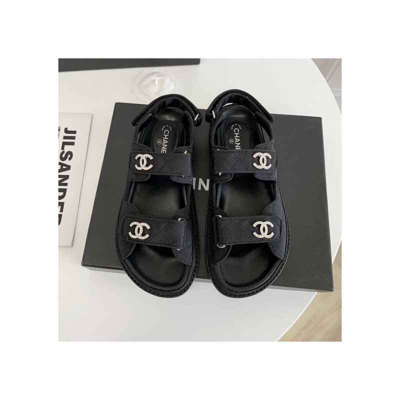 Chanel Crystal CC Velcro Sandals 261154