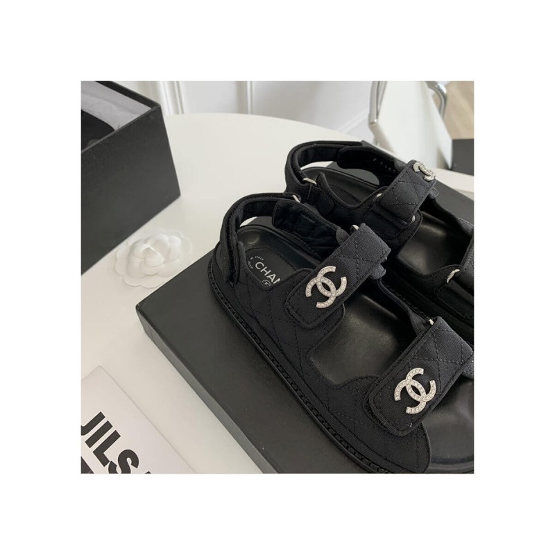 Chanel Crystal CC Velcro Sandals 261154