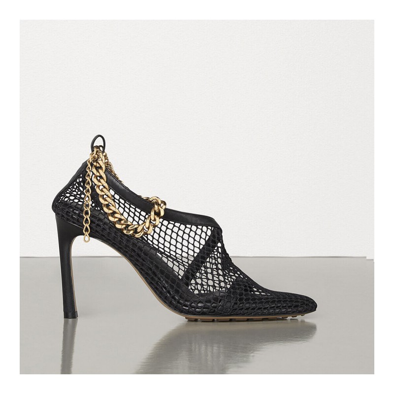 Bottega Veneta Chain-Trimmed 100mm Mesh Sandals 618755