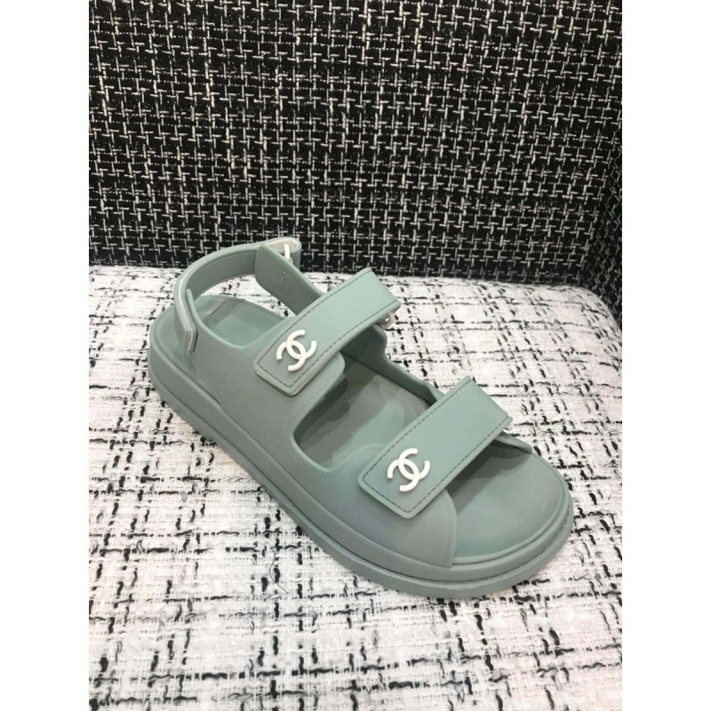 Chanel Velcro Sandals G31848 Light Green