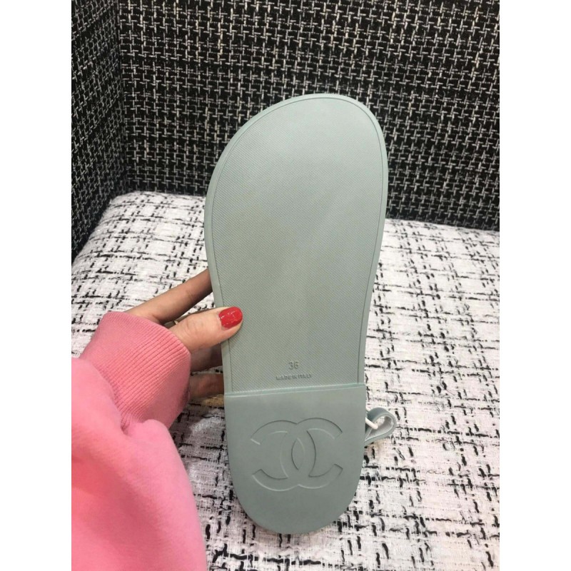 Chanel Velcro Sandals G31848 Light Green