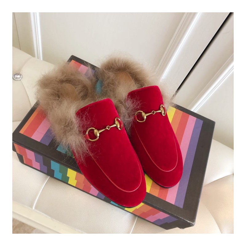 Gucci Princetown Velvet Slipper 397749