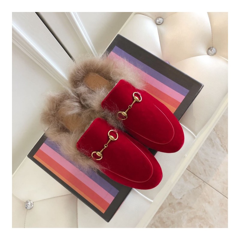 Gucci Princetown Velvet Slipper 397749