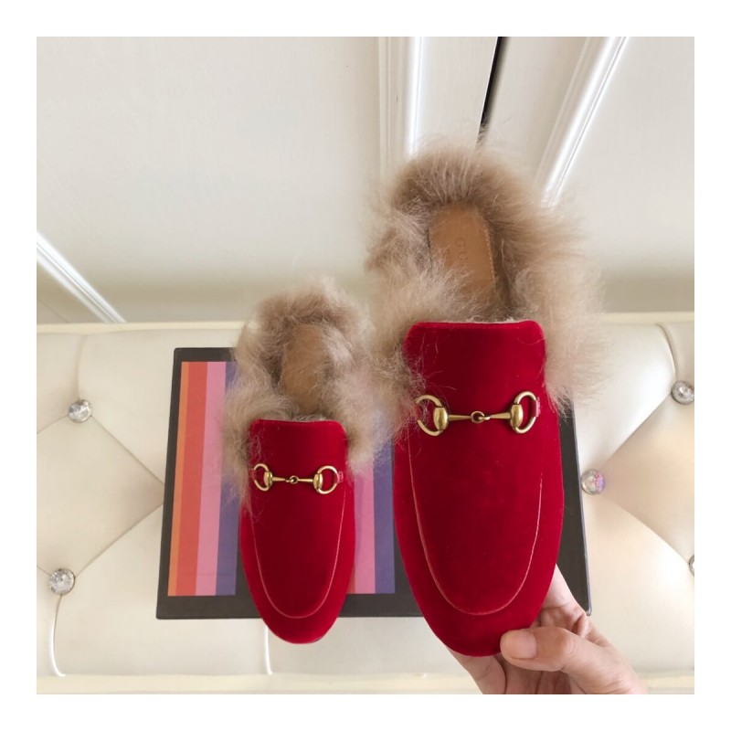 Gucci Princetown Velvet Slipper 397749