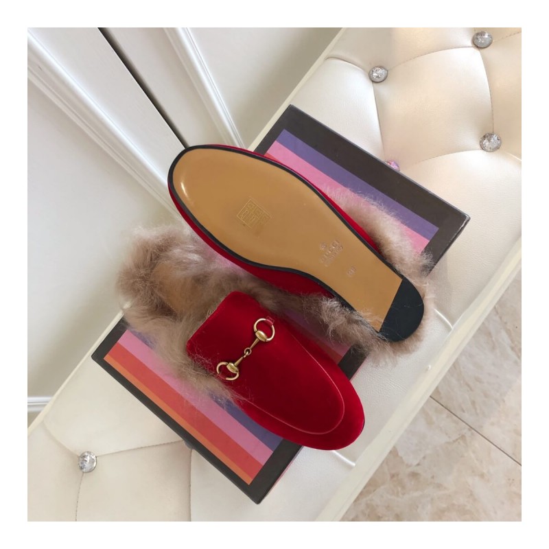 Gucci Princetown Velvet Slipper 397749