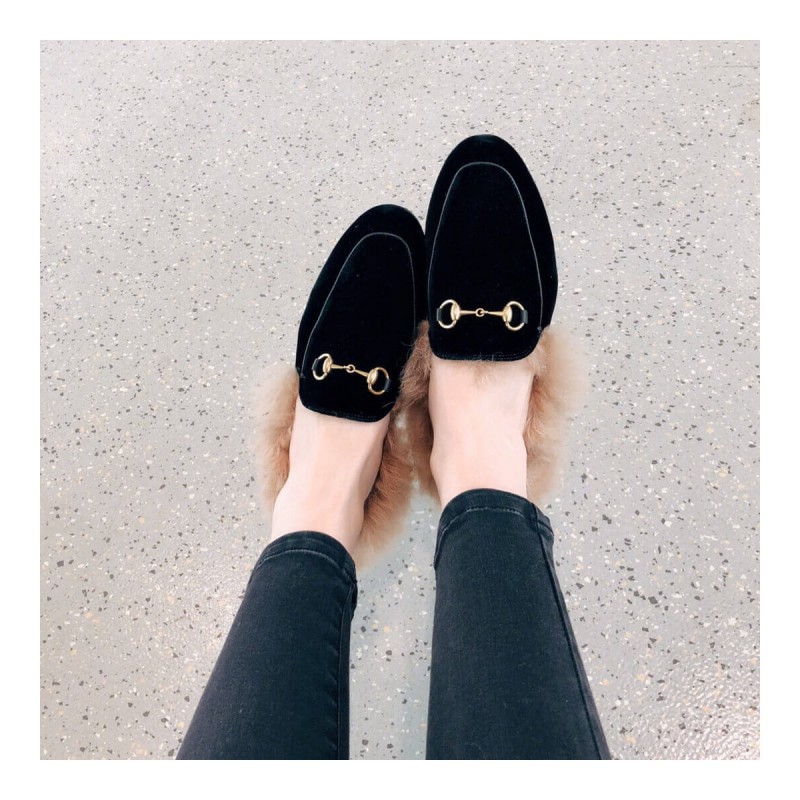 Gucci Princetown Velvet Slipper 397749