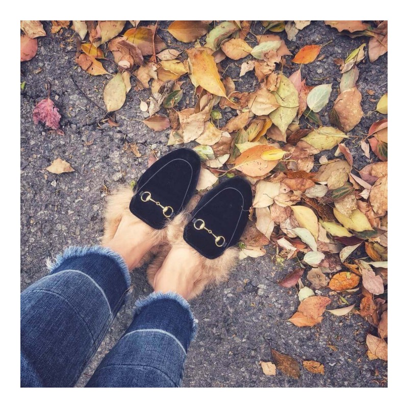 Gucci Princetown Velvet Slipper 397749