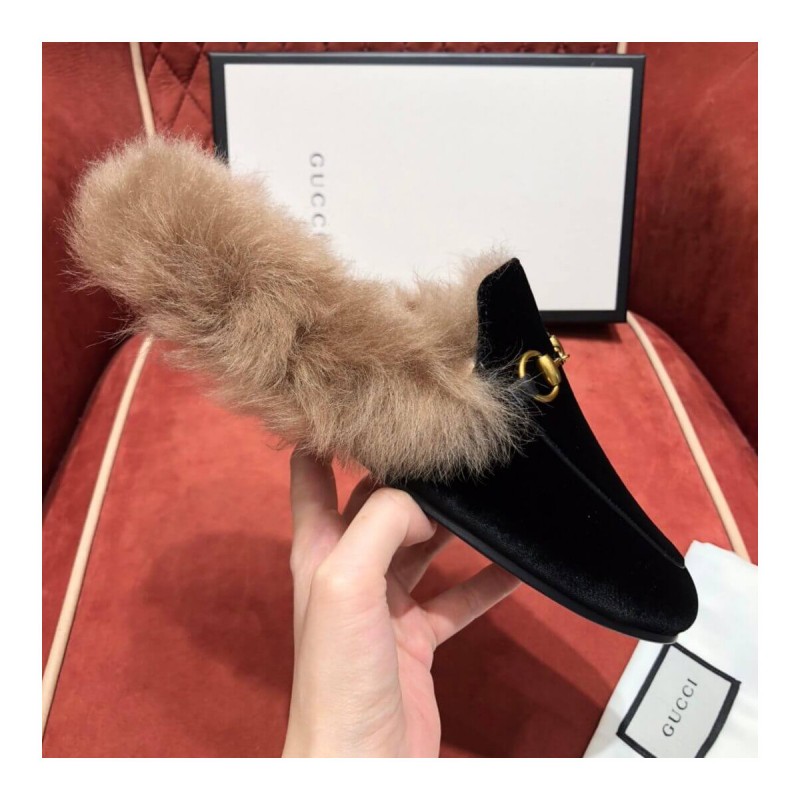 Gucci Princetown Velvet Slipper 397749