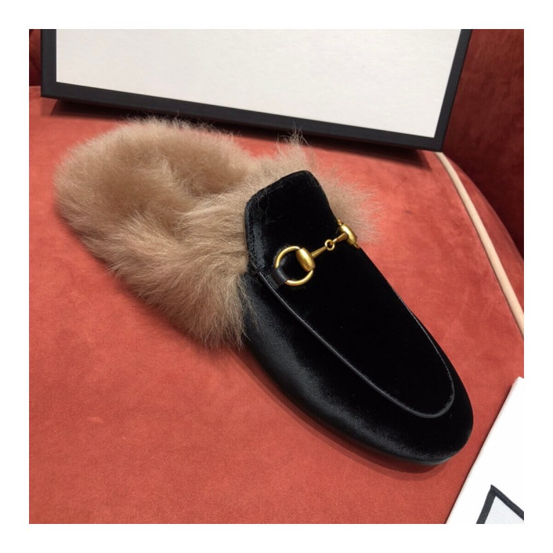 Gucci Princetown Velvet Slipper 397749