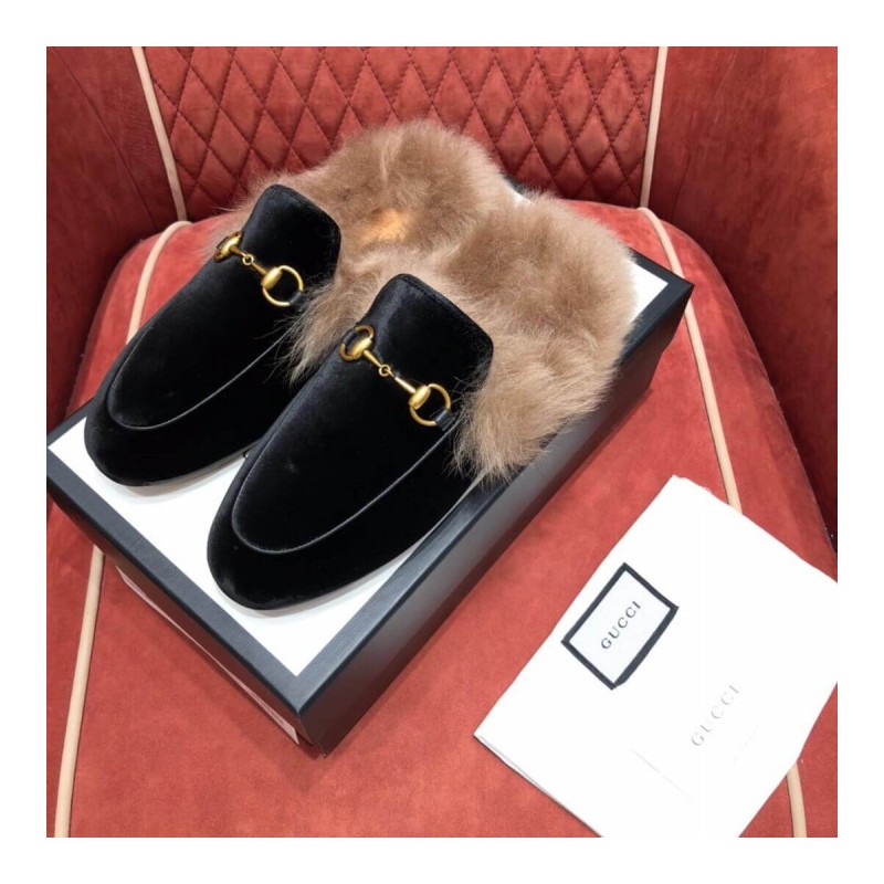 Gucci Princetown Velvet Slipper 397749
