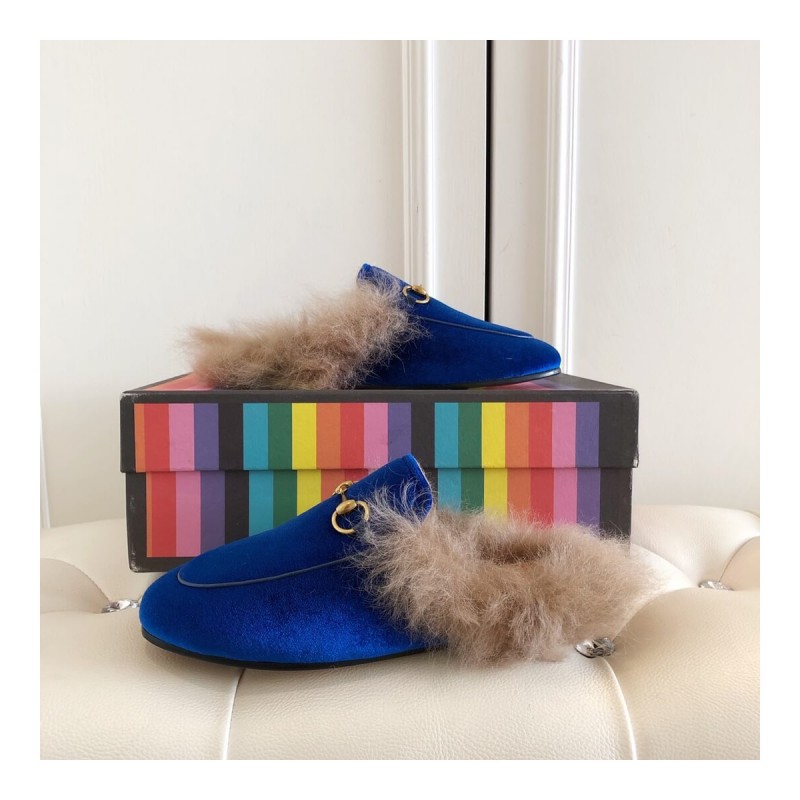 Gucci Princetown Velvet Slipper 397749