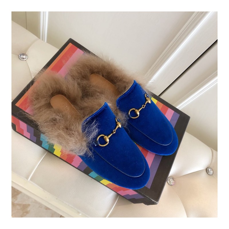 Gucci Princetown Velvet Slipper 397749