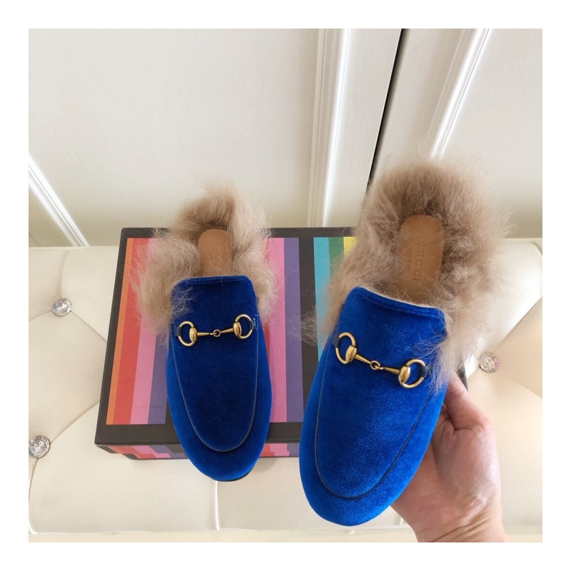 Gucci Princetown Velvet Slipper 397749